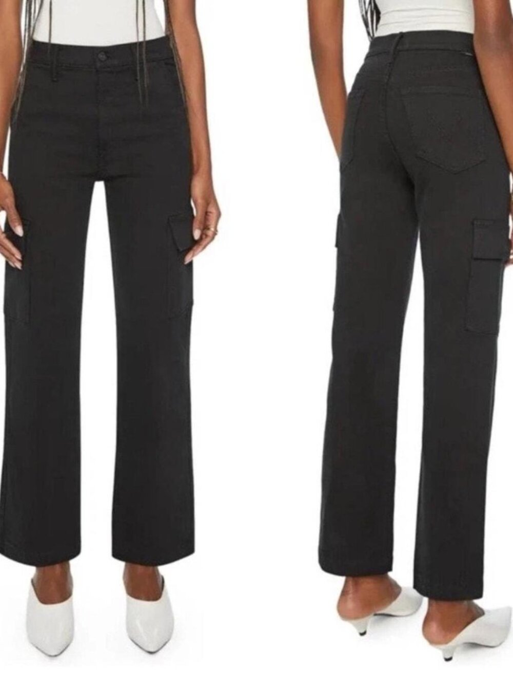 MOTHER The Straight Up Rambler Cargo Skimp in Pitch Size 30 Retail $248